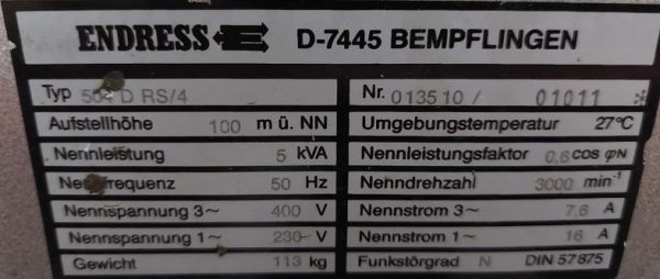 Notstromaggregat ENDRESS 504D RS/4 – Bild 2